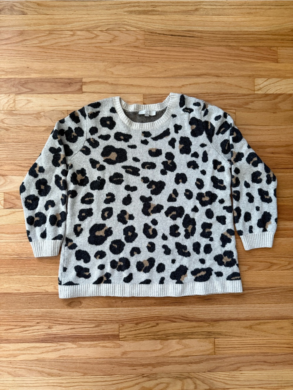 LOFT Leopard Print Sweater - Cream, Black, Brown